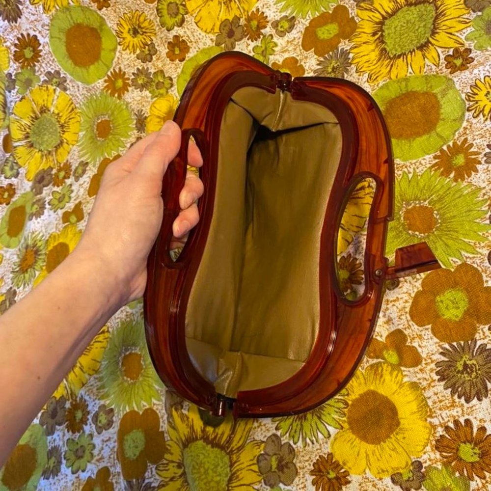 SOLD Vintage 60s Faux Leather Clutch - Picture 2 of 4